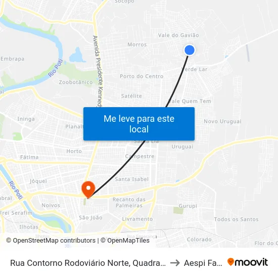 Rua Contorno Rodoviário Norte, Quadra E to Aespi Fapi map
