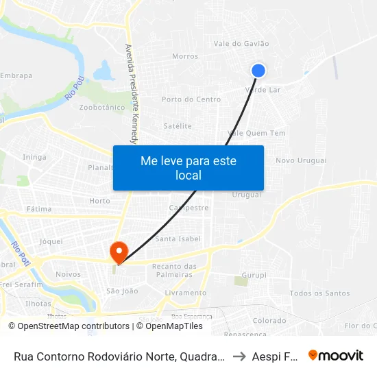 Rua Contorno Rodoviário Norte, Quadra A/B to Aespi Fapi map