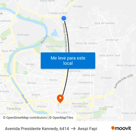Avenida Presidente Kennedy, 6414 to Aespi Fapi map
