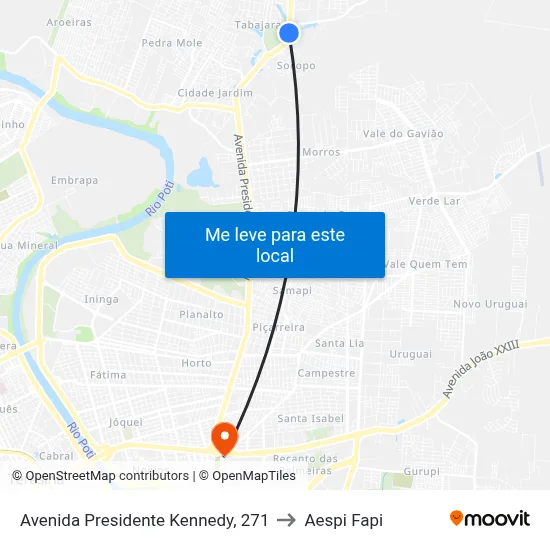Avenida Presidente Kennedy, 271 to Aespi Fapi map