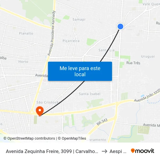Avenida Zequinha Freire, 3099 | Carvalho Mercadão to Aespi Fapi map
