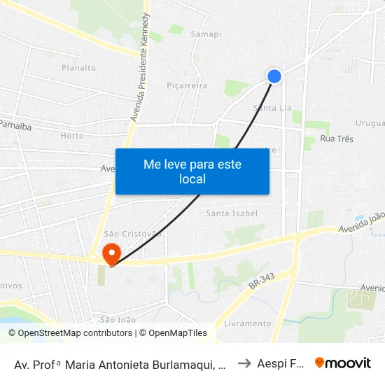 Av. Profᵃ Maria Antonieta Burlamaqui, 5357 to Aespi Fapi map