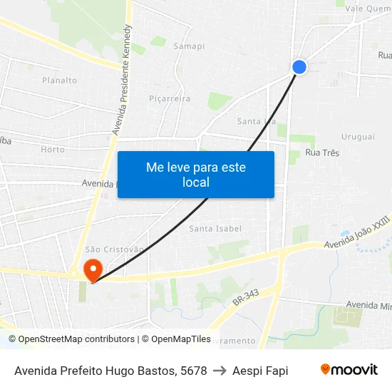Avenida Prefeito Hugo Bastos, 5678 to Aespi Fapi map