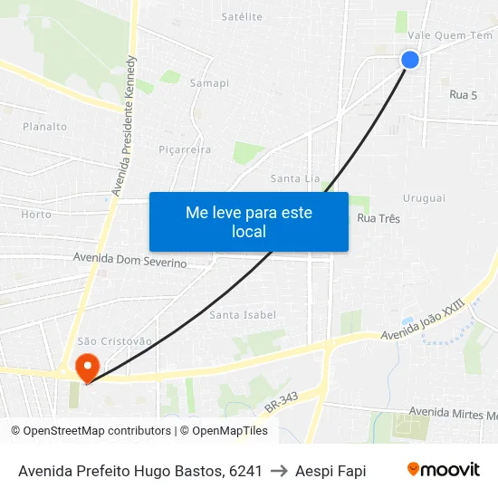 Avenida Prefeito Hugo Bastos, 6241 to Aespi Fapi map