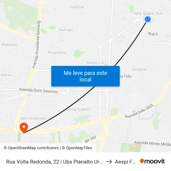 Rua Volta Redonda, 22 | Ubs Planalto Uruguai to Aespi Fapi map