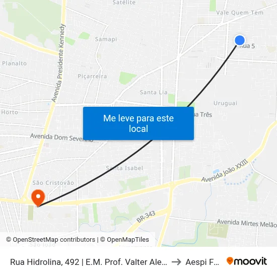 Rua Hidrolina, 492 | E.M. Prof. Valter Alencar to Aespi Fapi map