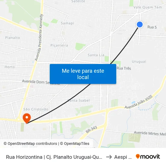 Rua Horizontina | Cj. Planalto Uruguai-Quadra A02, 13 to Aespi Fapi map