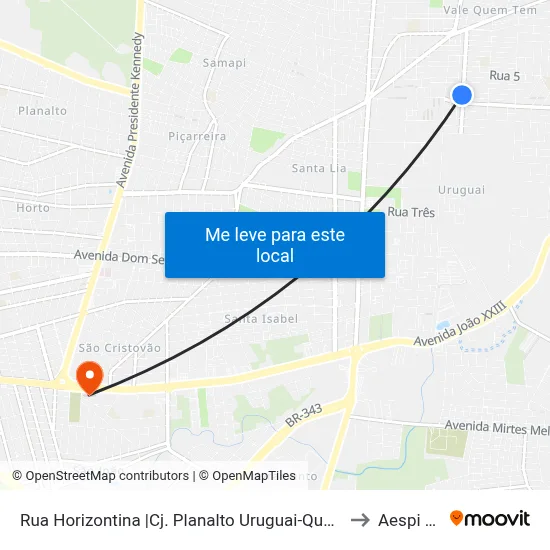 Rua Horizontina |Cj. Planalto Uruguai-Quadra A04, 10 to Aespi Fapi map