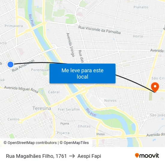 Rua Magalhães Filho, 1761 to Aespi Fapi map