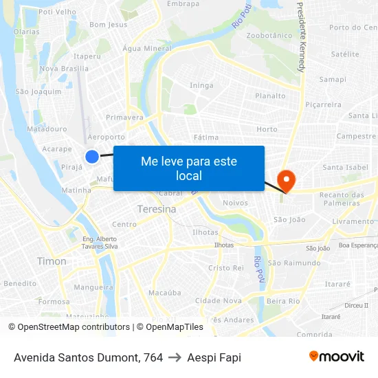 Avenida Santos Dumont, 764 to Aespi Fapi map