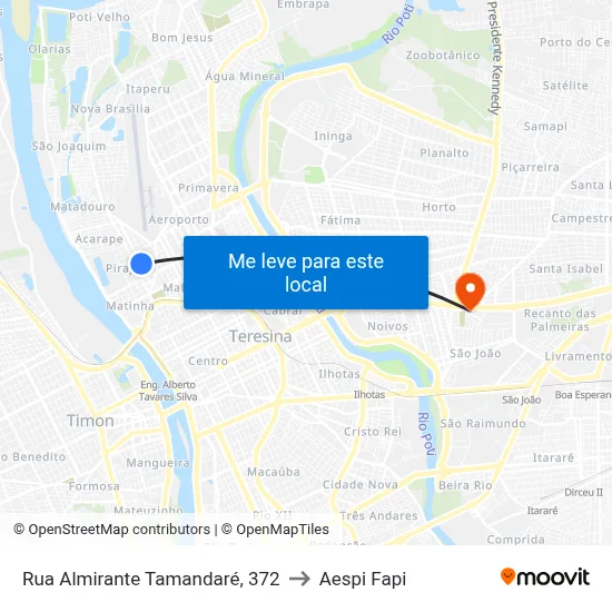 Rua Almirante Tamandaré, 372 to Aespi Fapi map