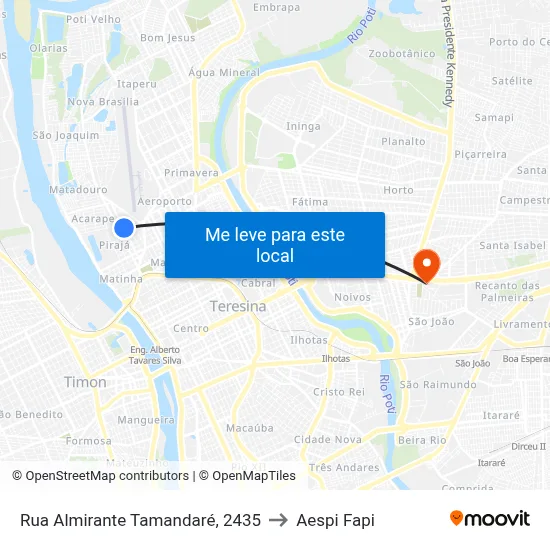 Rua Almirante Tamandaré, 2435 to Aespi Fapi map