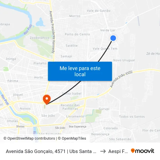 Avenida São Gonçalo, 4571 | Ubs Santa Bárbara to Aespi Fapi map