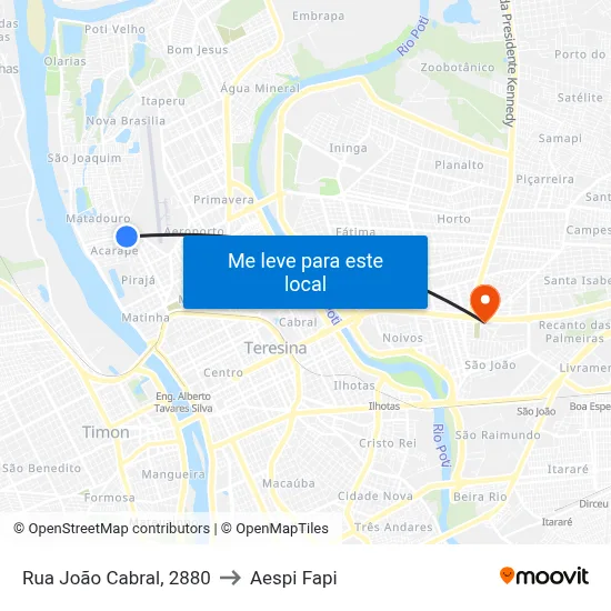 Rua João Cabral, 2880 to Aespi Fapi map