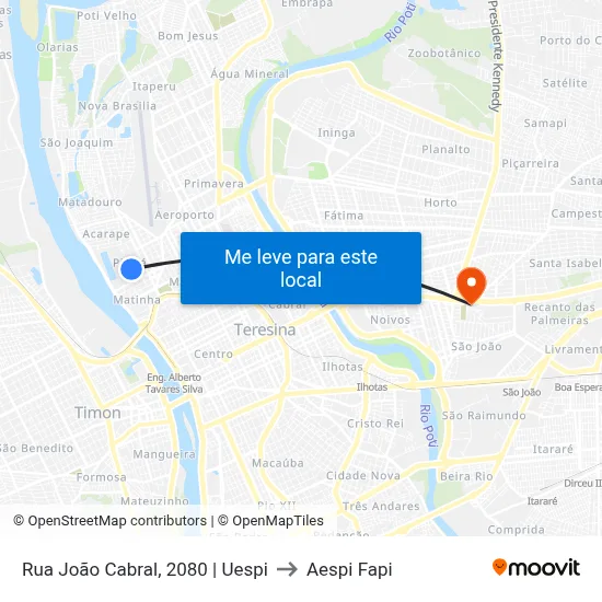 Rua João Cabral, 2080 | Uespi to Aespi Fapi map