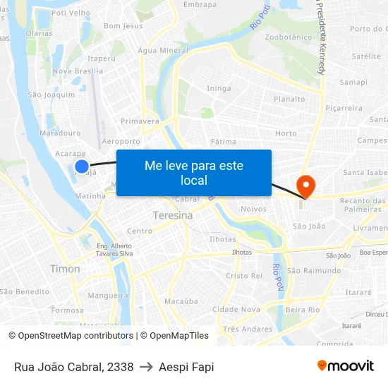 Rua João Cabral, 2338 to Aespi Fapi map