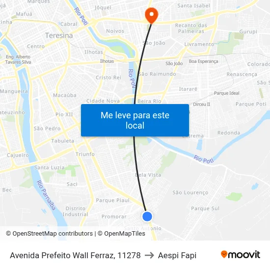 Avenida Prefeito Wall Ferraz, 11278 to Aespi Fapi map