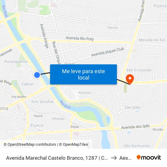 Avenida Marechal Castelo Branco, 1287 | Câmara Municipal De Teresina to Aespi Fapi map