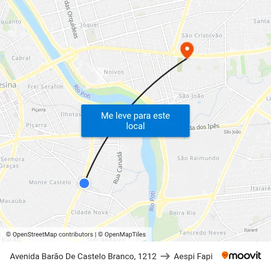 Avenida Barão De Castelo Branco, 1212 to Aespi Fapi map