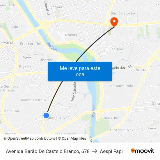 Avenida Barão De Castelo Branco, 678 to Aespi Fapi map