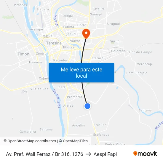 Av. Pref. Wall Ferraz / Br 316, 1276 to Aespi Fapi map