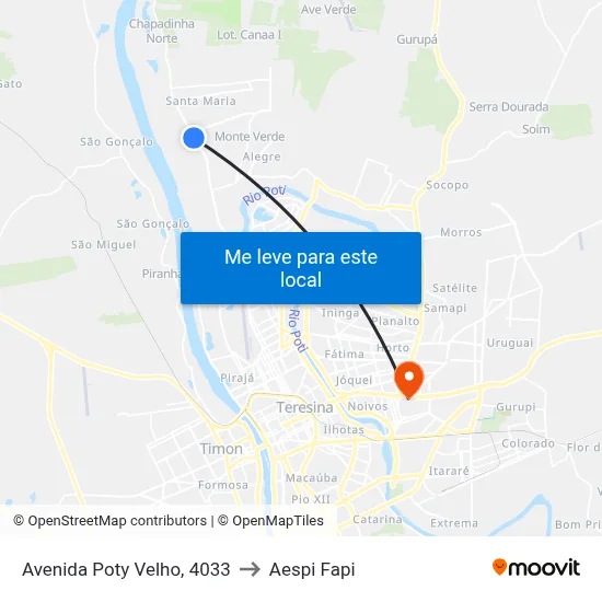 Avenida Poty Velho, 4033 to Aespi Fapi map