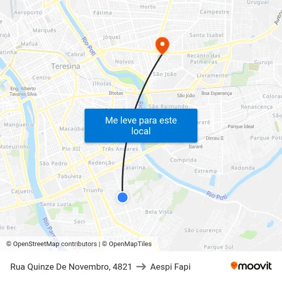 Rua Quinze De Novembro, 4821 to Aespi Fapi map