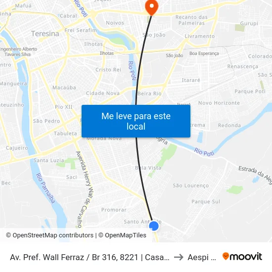 Av. Pref. Wall Ferraz / Br 316, 8221 | Casa De Custódia to Aespi Fapi map
