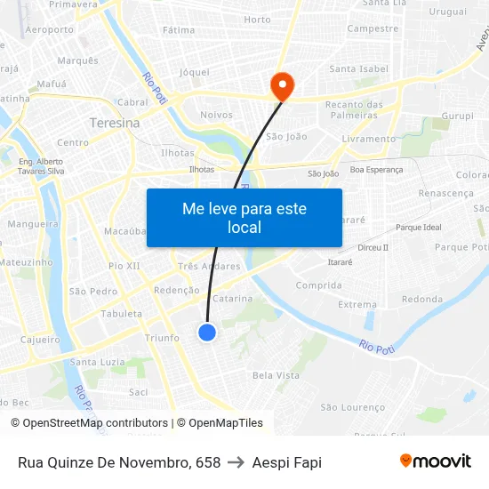 Rua Quinze De Novembro, 658 to Aespi Fapi map