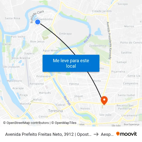 Avenida Prefeito Freitas Neto, 3912 | Oposto Lagoa Do Mocambinho to Aespi Fapi map