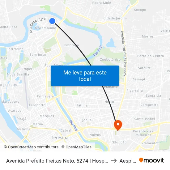 Avenida Prefeito Freitas Neto, 5274 | Hospital Do Mocambinho to Aespi Fapi map
