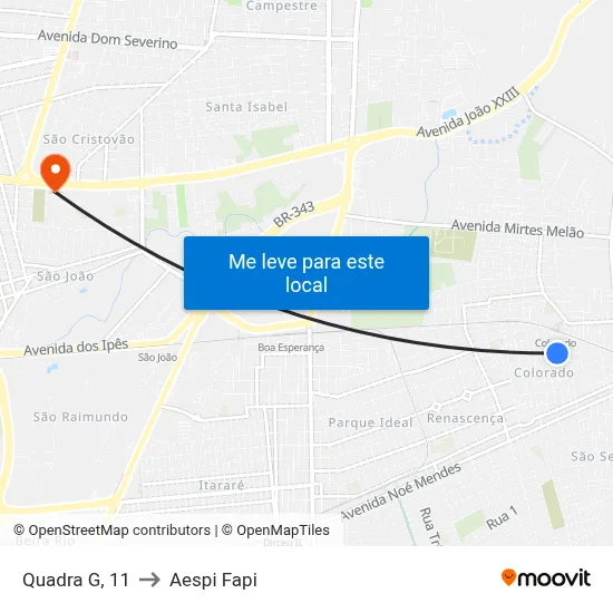 Quadra G, 11 to Aespi Fapi map