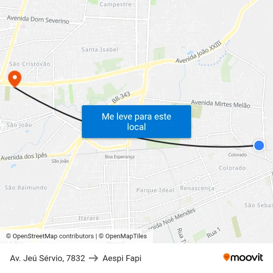 Av. Jeú Sérvio, 7832 to Aespi Fapi map