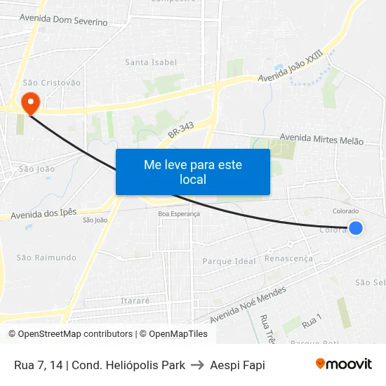 Rua 7, 14 | Cond. Heliópolis Park to Aespi Fapi map