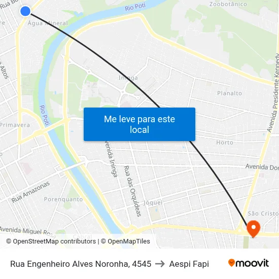 Rua Engenheiro Alves Noronha, 4545 to Aespi Fapi map