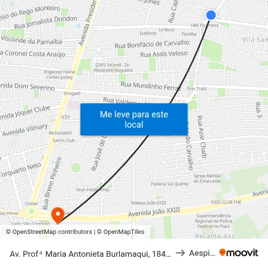 Av. Profᵃ Maria Antonieta Burlamaqui, 1841 | Praça Da Piçarreira to Aespi Fapi map