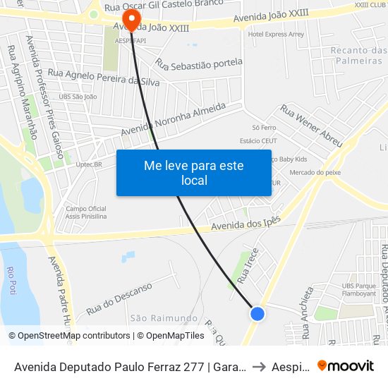 Avenida Deputado Paulo Ferraz 277 | Garagem São Cristóvão to Aespi Fapi map