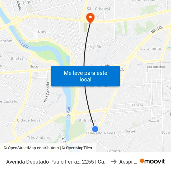 Avenida Deputado Paulo Ferraz, 2255 | Carvalho Mercadão to Aespi Fapi map