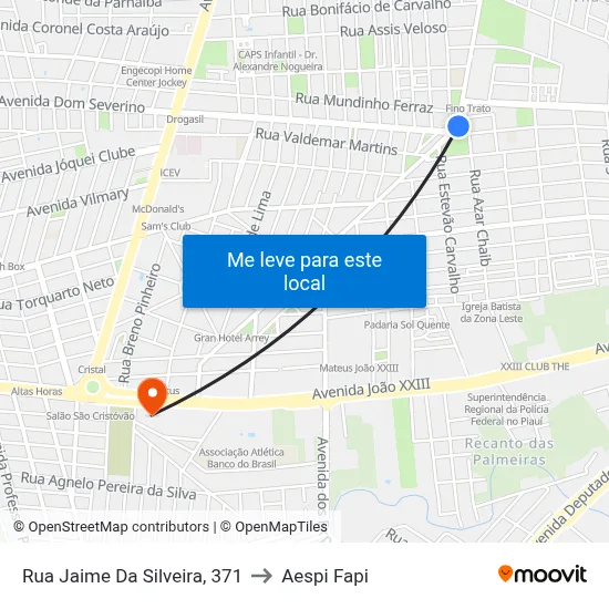 Rua Jaime Da Silveira, 371 to Aespi Fapi map