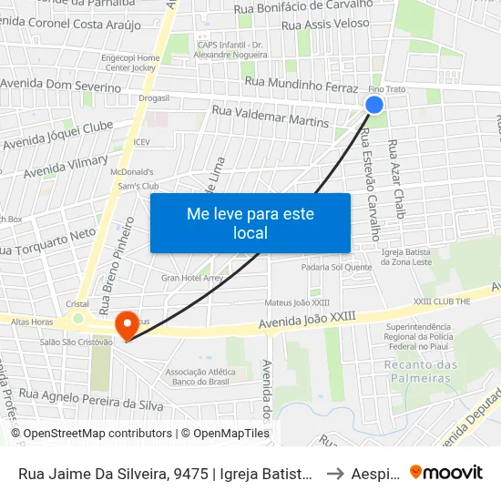 Rua Jaime Da Silveira, 9475 | Igreja Batista Da Morada Do Sol to Aespi Fapi map