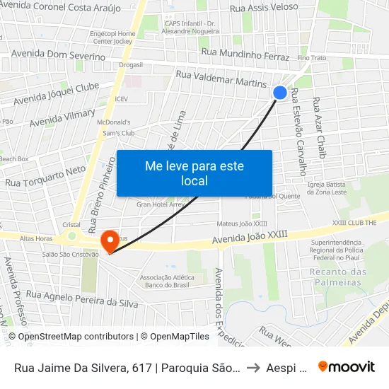 Rua Jaime Da Silvera, 617 | Paroquia São Cristóvão to Aespi Fapi map