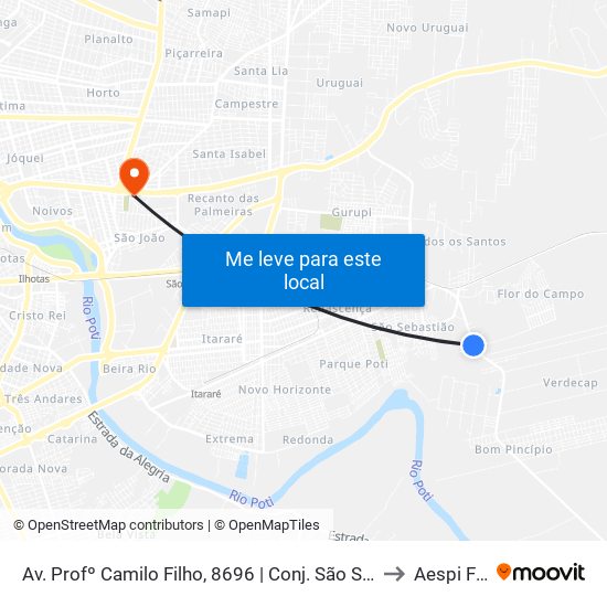 Av. Profº Camilo Filho, 8696 | Conj. São Sebastião to Aespi Fapi map