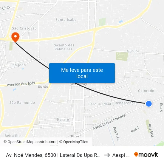Av. Noé Mendes, 6500 | Lateral Da Upa Renascença to Aespi Fapi map