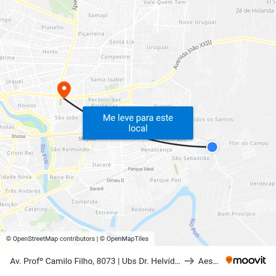 Av. Profº Camilo Filho, 8073 | Ubs Dr. Helvídio Ferraz (Ubs Todos Os Santos) to Aespi Fapi map