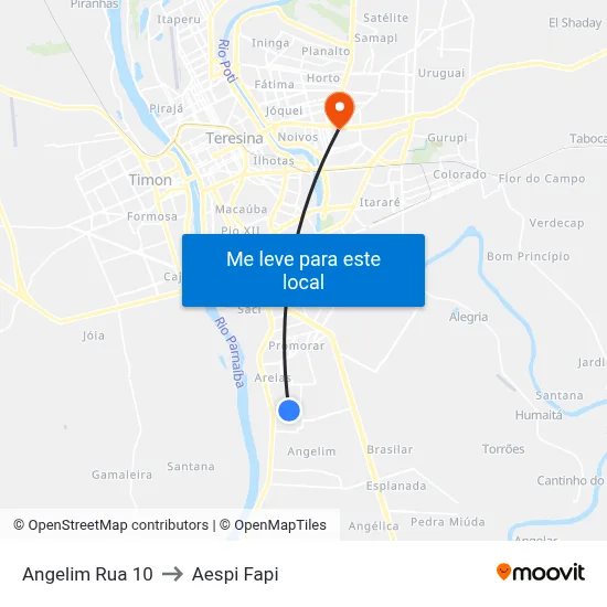 Angelim Rua 10 to Aespi Fapi map
