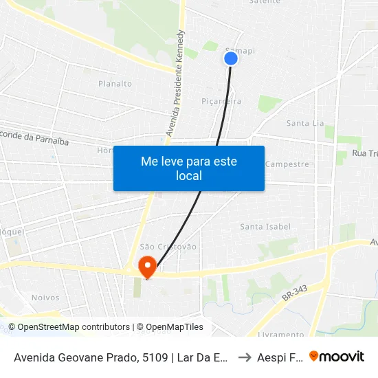 Avenida Geovane Prado, 5109 | Lar Da Esperança to Aespi Fapi map