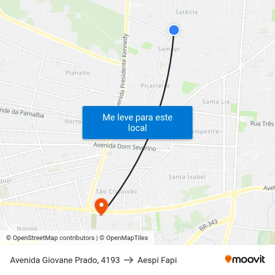 Avenida Giovane Prado, 4193 to Aespi Fapi map