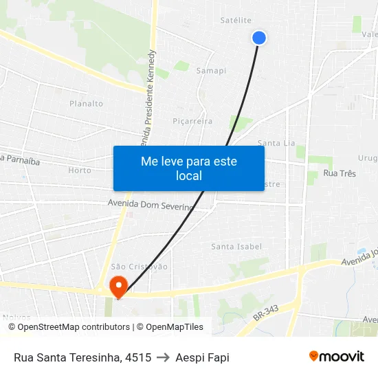 Rua Santa Teresinha, 4515 to Aespi Fapi map