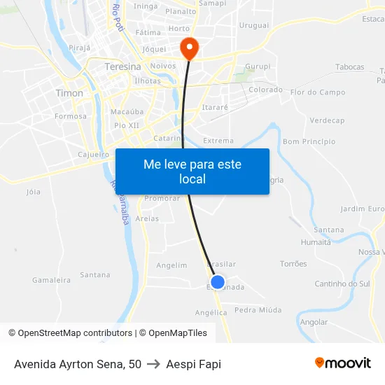 Avenida Ayrton Sena, 50 to Aespi Fapi map