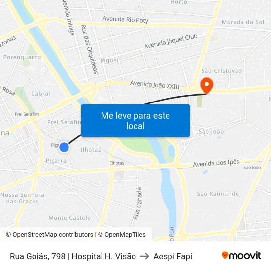 Rua Goiás, 798 | Hospital H. Visão to Aespi Fapi map